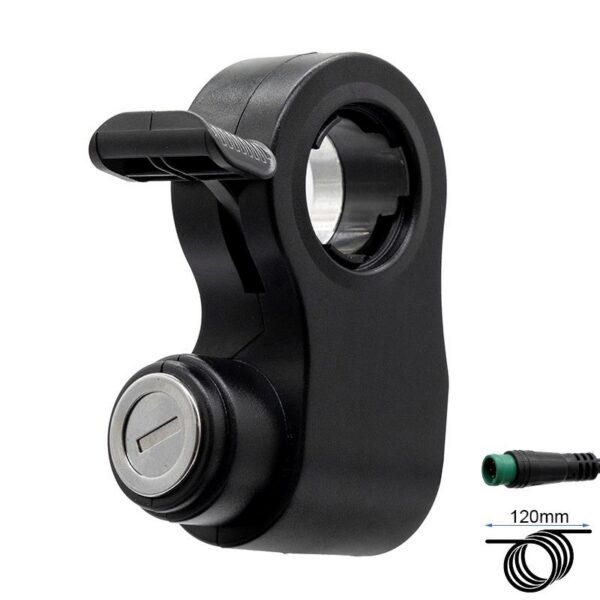 Accélérateur avec contacteur à clé Kukirin G2 Pro 2024 : gâchette au pouce, barillet et collier de guidon