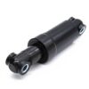 Amortisseur arrière 110 mm noir — vue de trois quarts, corps cylindrique et œillets articulés Amortisseur arrière 110 mm noir — vue de trois quarts, corps cylindrique et œillets articulés