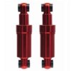 Amortisseur arrière 110 mm rouge — les deux amortisseurs de la paire, debout côte à côte Amortisseur arrière 110 mm rouge — les deux amortisseurs de la paire, debout côte à côte