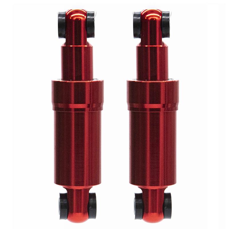 Amortisseur arrière 110 mm rouge — les deux amortisseurs de la paire, debout côte à côte