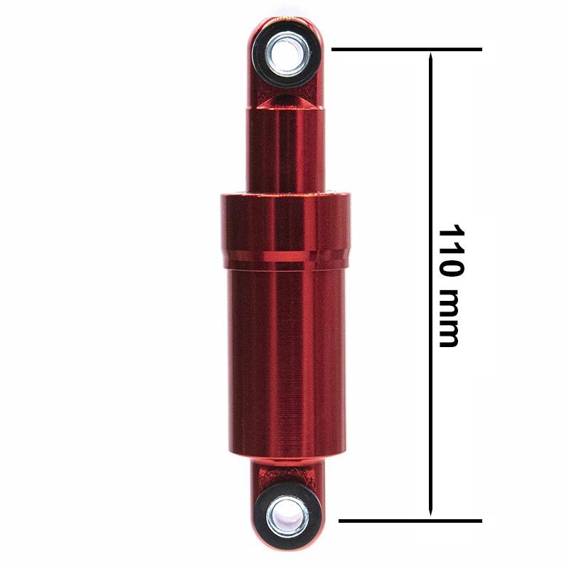 Amortisseur arrière 110 mm rouge — la cote de 110 mm mesurée d'un œillet à l'autre
