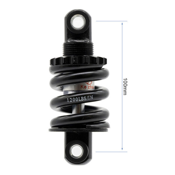 Amortisseur Ecoxtrem M41 Tank coté : entraxe de 100 mm d'axe à axe et marquage 1200 lbs/in sur le ressort Amortisseur Ecoxtrem M41 Tank coté : entraxe de 100 mm d'axe à axe et marquage 1200 lbs/in sur le ressort