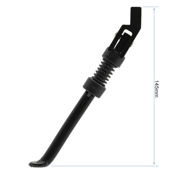 Béquille Ecoxtrem M41 Tank de profil, cotée à 145 mm : platine, ressort sous soufflet et pied élargi
