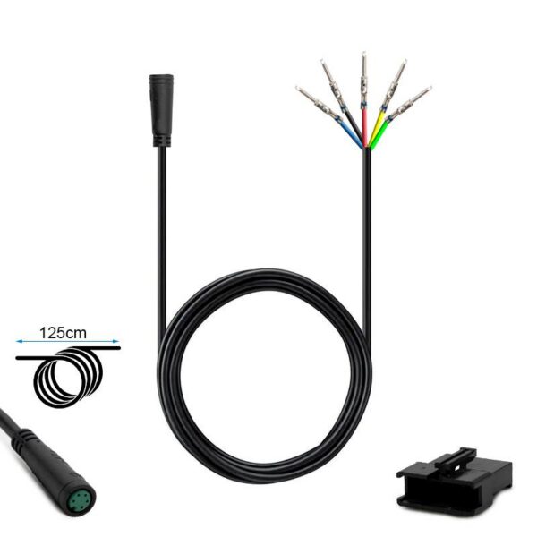 Câble de liaison écran-contrôleur de trottinette Kukirin G2 Pro 2024, 125 cm, avec son connecteur rond et ses cosses serties