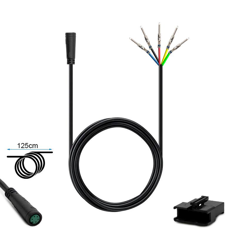 Câble de liaison écran-contrôleur de trottinette Kukirin G2 Pro 2024, 125 cm, avec son connecteur rond et ses cosses serties