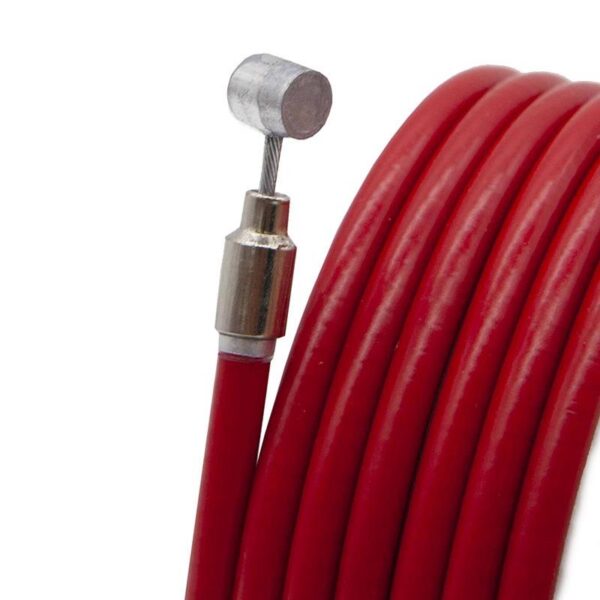 Câble de frein à gaine rouge enroulé, embout cylindrique en tête