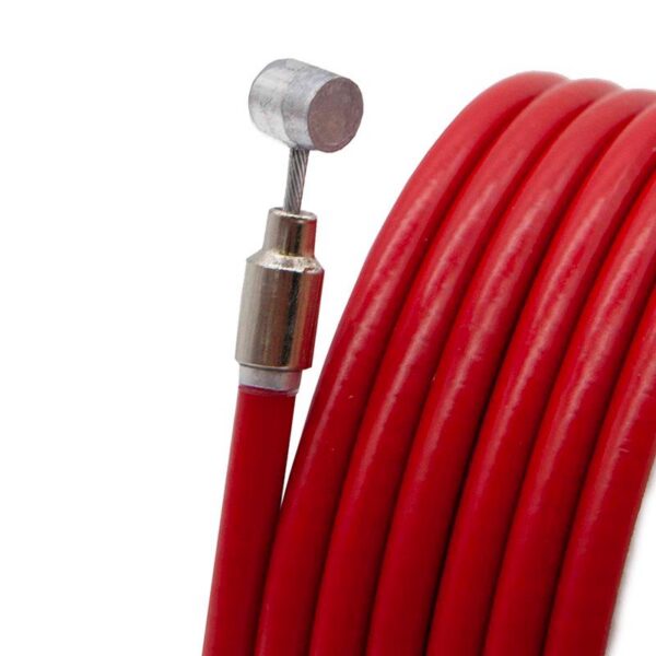Câble de frein Wispeed T850 — gros plan de l'embout barillet cylindrique côté levier Câble de frein Wispeed T850 — gros plan de l'embout barillet cylindrique côté levier