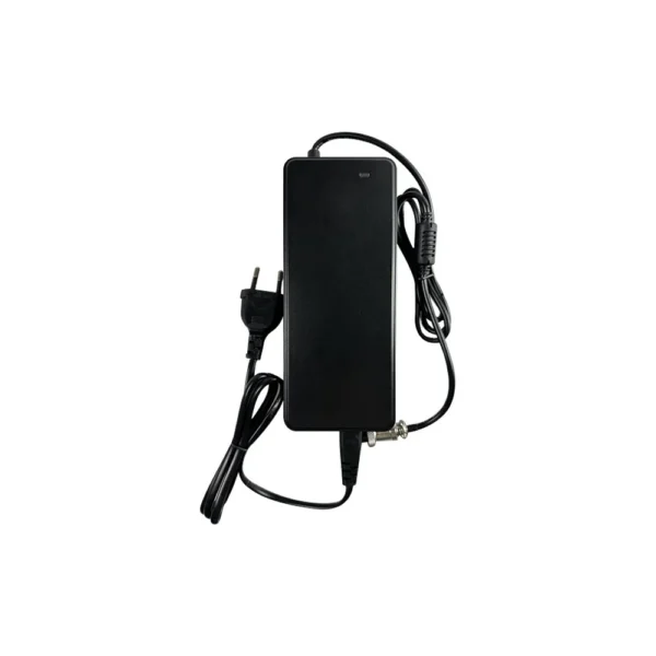 Chargeur 48 V 2 A complet, avec son cordon secteur et sa prise GX16