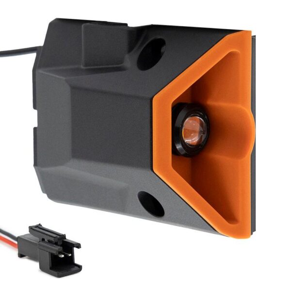 Clignotant avant de trottinette Kukirin G2 Pro 2024, boîtier noir et optique orange, avec son câble et son connecteur SM à deux broches Clignotant avant de trottinette Kukirin G2 Pro 2024, boîtier noir et optique orange, avec son câble et son connecteur SM à deux broches