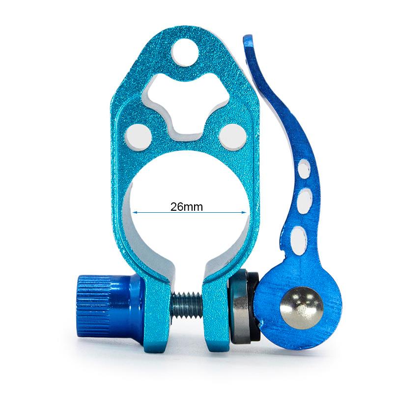 Collier de potence bleu ouvert : alésage de 26 mm, levier et molette séparés