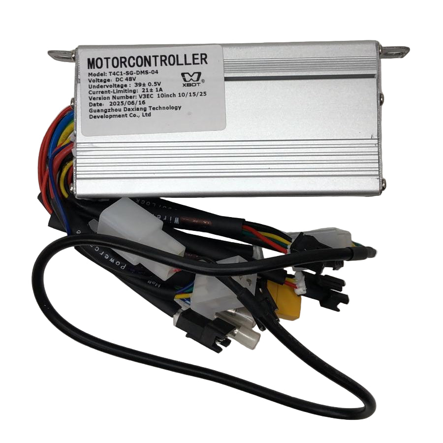 Contrôleur iScooter iX4 V2 — boîtier aluminium et faisceau complet, étiquette T4C1-SG-DMS-04 en 48 V