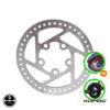 Disque de frein 110 mm monté sur la roue d'une trottinette électrique Disque de frein 110 mm monté sur la roue d'une trottinette électrique