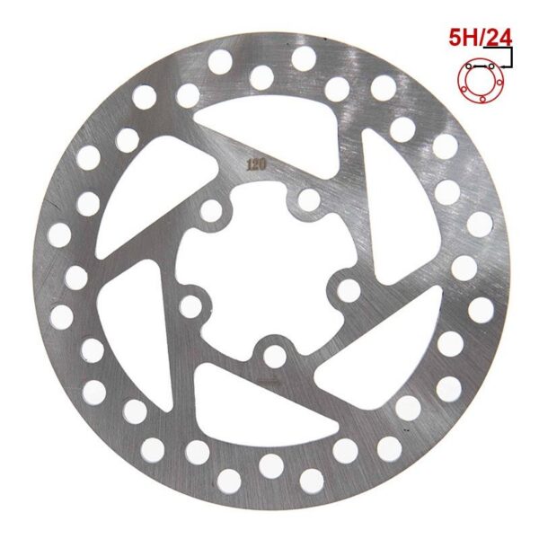 Disque de frein 120 mm à 5 trous pour Xiaomi M365, acier percé vu de face Disque de frein 120 mm à 5 trous pour Xiaomi M365, acier percé vu de face