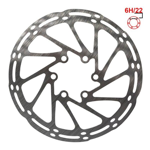 Disque de frein 140 mm 6 trous argent Disque de frein 140 mm à 6 trous, coloris argent, vu de face