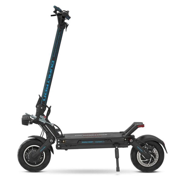 Dualtron Thunder 3 de profil : châssis, pneus 11 pouces et double freinage hydraulique