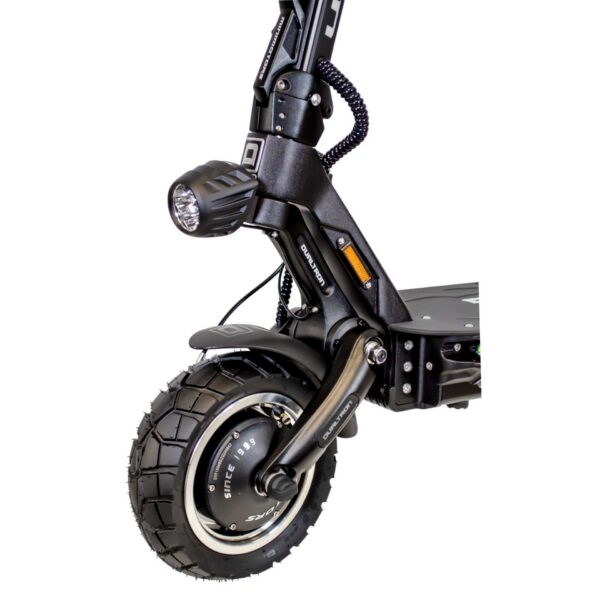 Roue avant de la Dualtron Victor Limited : phare LED, suspension et pneu 10 pouces