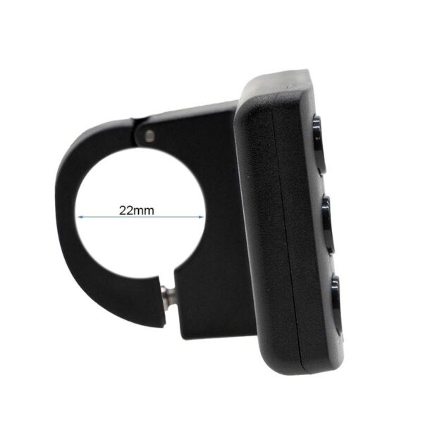 Écran S866 de trottinette vu de profil, collier fermé sur un guidon de 22 mm