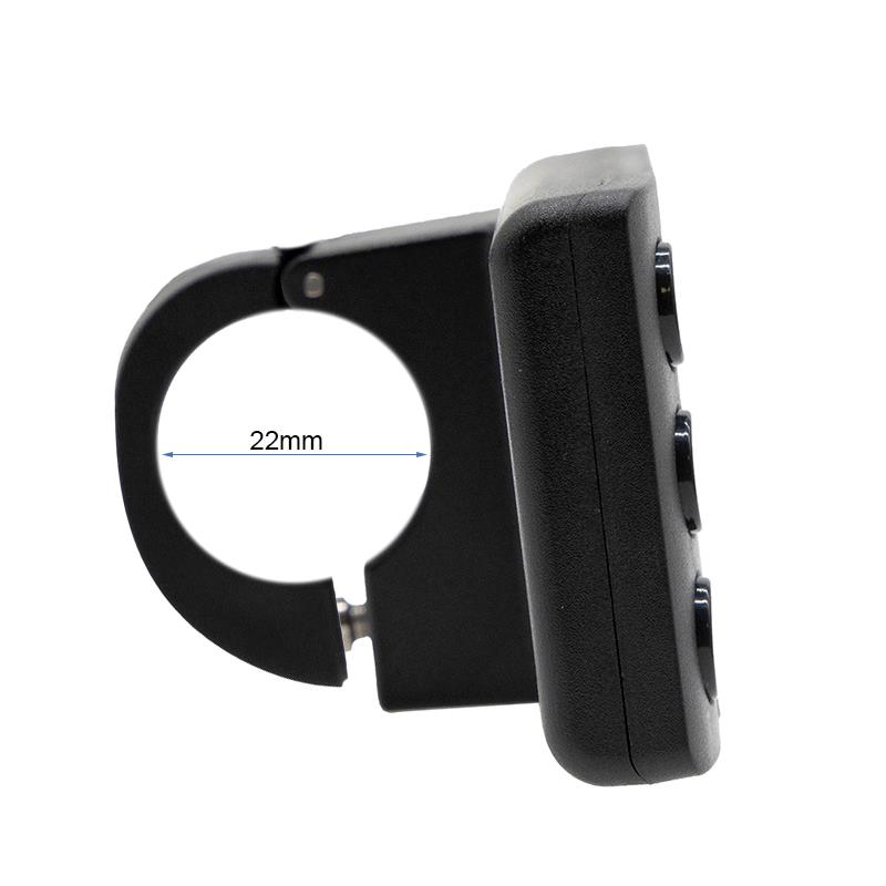 Écran S866 de trottinette vu de profil, collier fermé sur un guidon de 22 mm