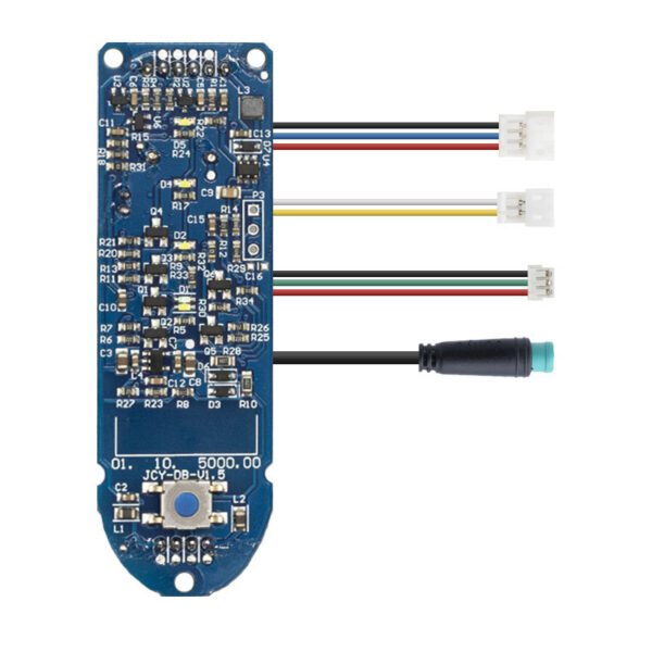 Carte de tableau de bord Xiaomi M365 avec ses quatre faisceaux déployés et son bouton d'allumage