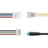 Détail des connecteurs du tableau de bord Xiaomi M365 : quatre, deux et trois brins, et connecteur rond étanche