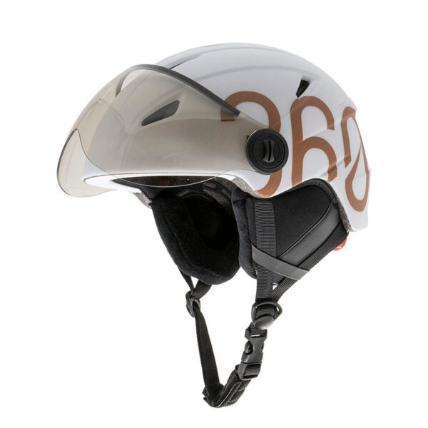 Casque GLOOB Urbain marron, visière baissée, vue de profil