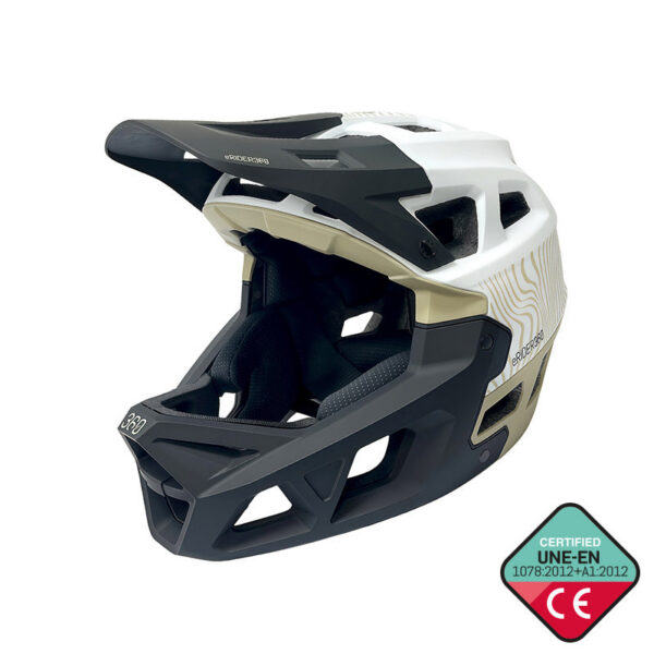 Casque intégral INTEGRA Sport blanc et vert militaire, vue de profil Casque intégral INTEGRA Sport blanc et vert militaire, vue de profil