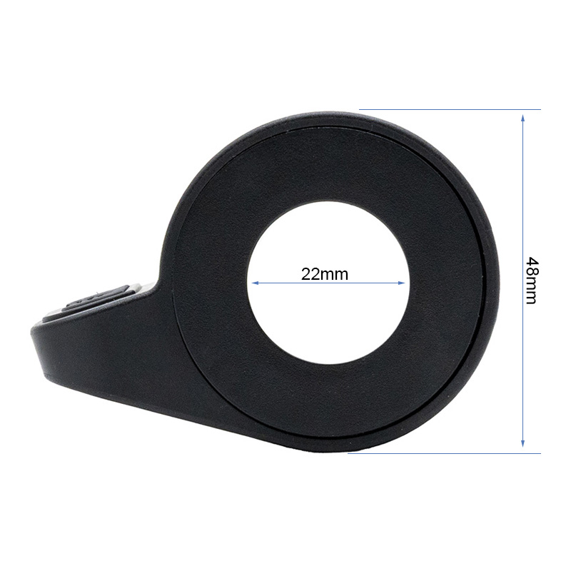 Gâchette d'accélérateur Ecoxtrem M41 Tank vue de dessus : alésage de 22 mm et hauteur de 48 mm cotés