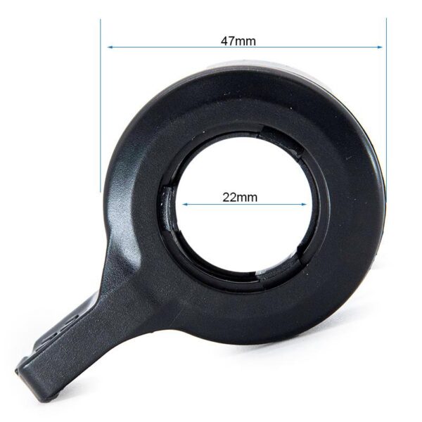 Gâchette d'accélérateur UrbanGlide Ride 100S / 100XS — cotes : 47 mm hors-tout et alésage de 22 mm pour le tube de guidon Gâchette d'accélérateur UrbanGlide Ride 100S / 100XS — cotes : 47 mm hors-tout et alésage de 22 mm pour le tube de guidon