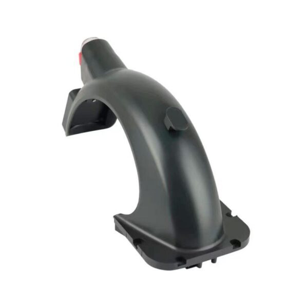 Garde-boue arrière noir Ninebot Max G30E II de trois quarts : ailettes et platine de fixation Garde-boue arrière noir Ninebot Max G30E II de trois quarts : ailettes et platine de fixation