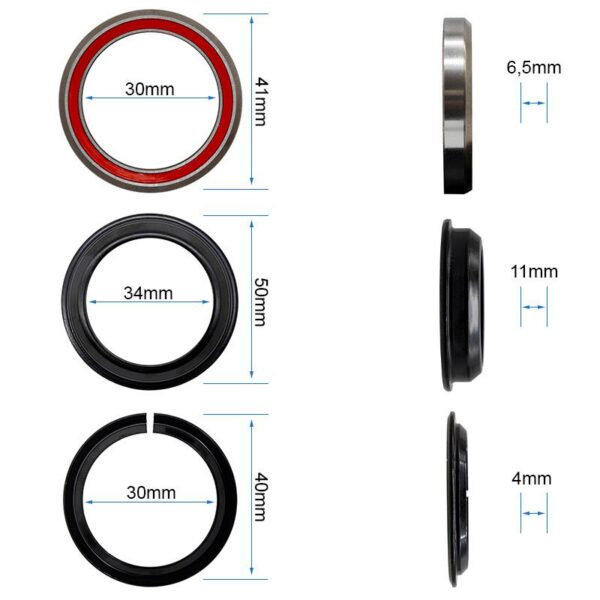 Cotes du jeu de direction Kukirin G2 Pro 2024 : roulement 41 × 30 × 6,5 mm, cuvette 50 × 34 × 11 mm, bague 40 × 30 × 4 mm Cotes du jeu de direction Kukirin G2 Pro 2024 : roulement 41 × 30 × 6,5 mm, cuvette 50 × 34 × 11 mm, bague 40 × 30 × 4 mm