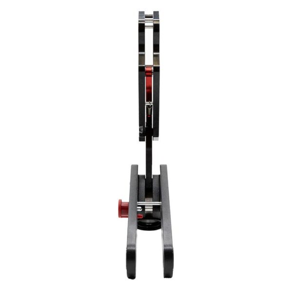 Module de pliage Wispeed T855 — vue de face : la chape double de fixation au plateau et son axe Module de pliage Wispeed T855 — vue de face : la chape double de fixation au plateau et son axe