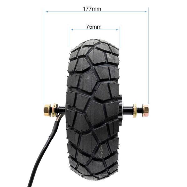 Cotes de la roue motrice Kukirin G2 Pro 2024 : 177 mm d'un écrou d'axe à l'autre, 75 mm de largeur de pneu