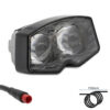 Phare avant Ecoxtrem M41 Tank de trois quarts : bloc LED double optique, grille nervurée et connecteur étanche Phare avant Ecoxtrem M41 Tank de trois quarts : bloc LED double optique, grille nervurée et connecteur étanche
