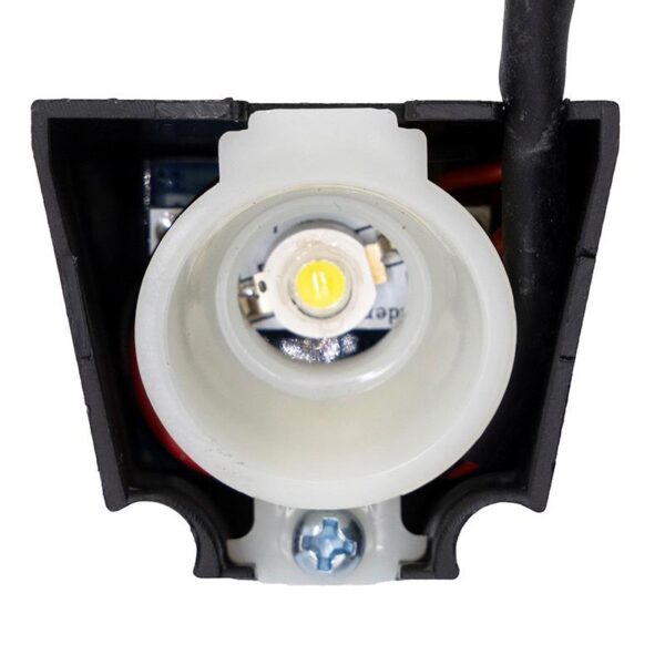 Phare avant Wispeed T850 / T855 — vue de face, LED unique au fond du réflecteur blanc et vis cruciforme
