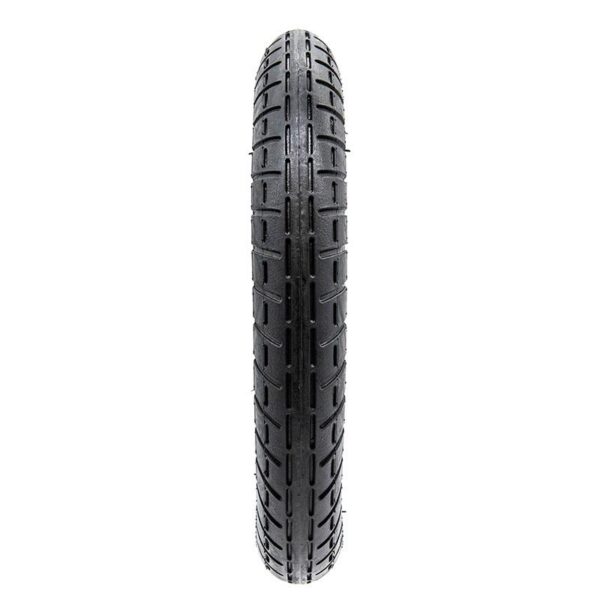 Pneu 10 × 2 route vu de profil, bande de roulement et flancs marqués nylon