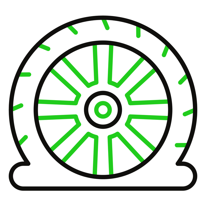 Pictogramme d’une roue de trottinette dont le pneu est à plat