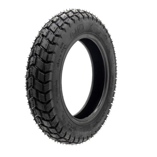 Pneu 10 × 2 tout-terrain à carcasse tubeless, vue de trois quarts, crampons profonds