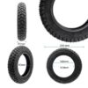 Cotes du pneu tubeless 10 × 2 tout-terrain : 248 mm de diamètre, 51 mm de large, flanc de 40 mm