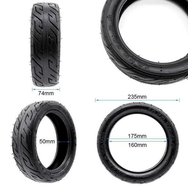 Pneu tubeless 10 × 2,7-6,5 route — vue 3 : le seul à profil routier Pneu tubeless 10 × 2,7-6,5 route — vue 3 : le seul à profil routier