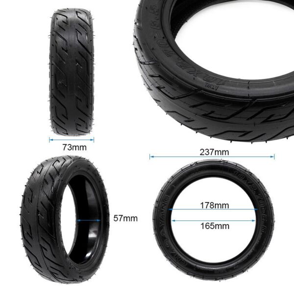 Pneu tubeless 10 x 2,70-6,5 vu de face : sculpture à nervures fines