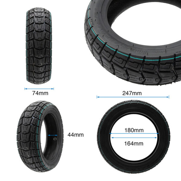 Pneu tubeless 10 × 2,75-6,5 tout-terrain — vue 1 : RUNFLAT, liseré turquoise