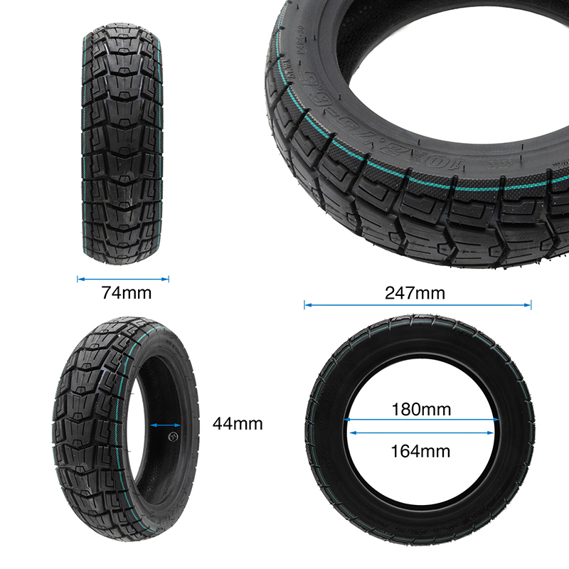 Pneu tubeless 10 × 2,75-6,5 tout-terrain — vue 1 : RUNFLAT, liseré turquoise