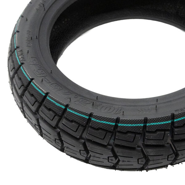 Pneu tubeless 10 × 2,75-6,5 tout-terrain — vue 2 : RUNFLAT, liseré turquoise