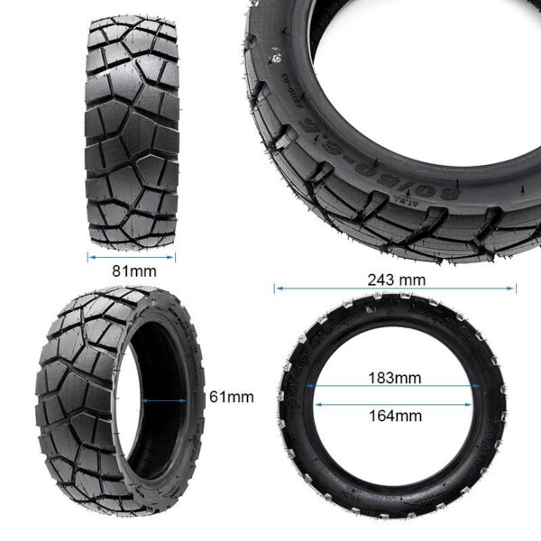 Pneu tubeless 80/50-6,5 tout-terrain — vue 3 : 81 mm de large, Ø 243 mm Pneu tubeless 80/50-6,5 tout-terrain — vue 3 : 81 mm de large, Ø 243 mm
