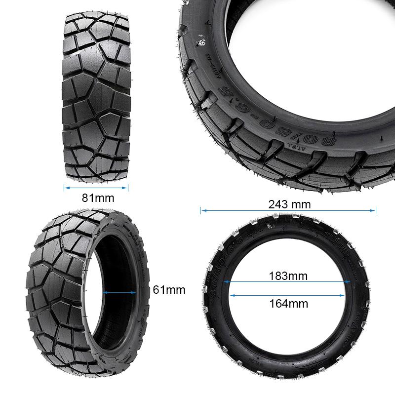 Pneu tubeless 80/50-6,5 tout-terrain — vue 3 : 81 mm de large, Ø 243 mm