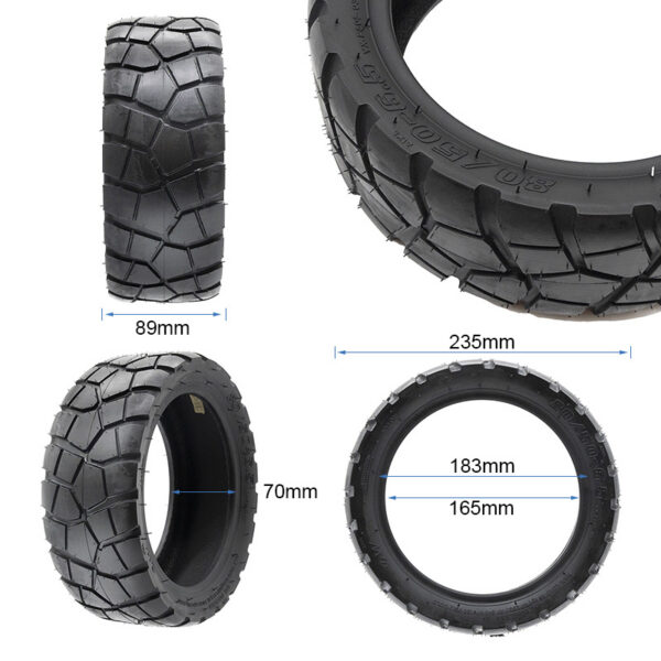 Pneu tubeless 80/50-6,5 tout-terrain — vue 2 : le plus large — 89 mm Pneu tubeless 80/50-6,5 tout-terrain — vue 2 : le plus large — 89 mm