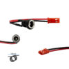 Port de charge Wispeed T855 — vue de la prise, du câblage et du connecteur rouge Port de charge Wispeed T850 et T855 — vue de la prise, du câblage et du connecteur rouge