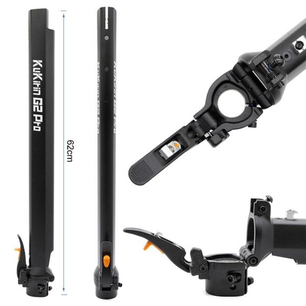 Mât de direction de trottinette Kukirin G2 Pro 2024, tube noir de 62 cm avec son collier de guidon et sa charnière de pliage Mât de direction de trottinette Kukirin G2 Pro 2024, tube noir de 62 cm avec son collier de guidon et sa charnière de pliage