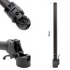 Potence Xiaomi M365 entière, mât coté 66 cm, et deux vues rapprochées de la charnière Potence Xiaomi M365 entière, mât coté 66 cm, et deux vues rapprochées de la charnière