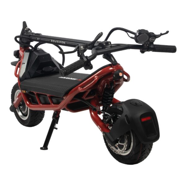 Rovoron R7 V2 rouge guidon rabattu, prête à être transportée